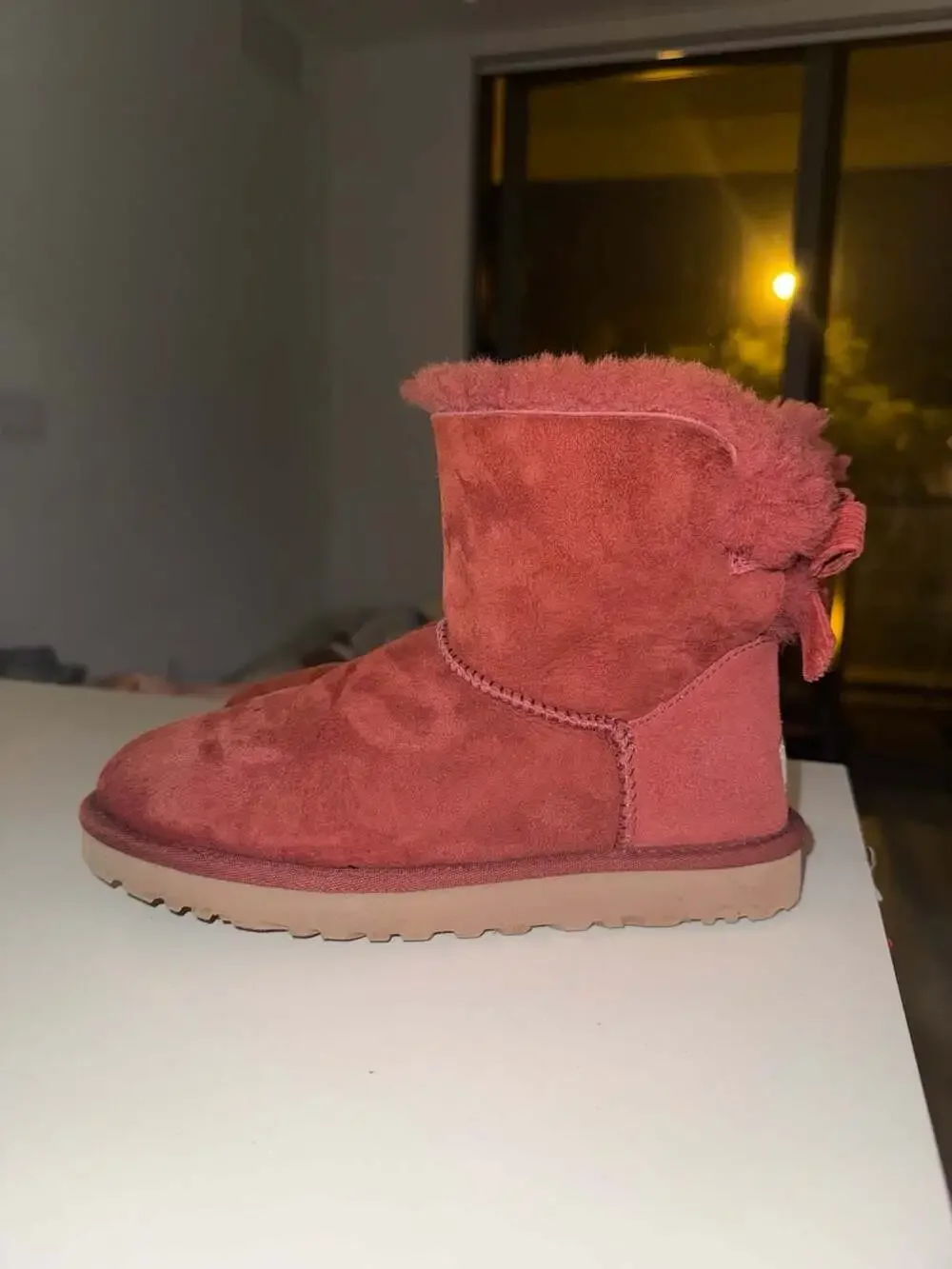 UGG Mini Bailey Bow Corduroy Suede Boots Red